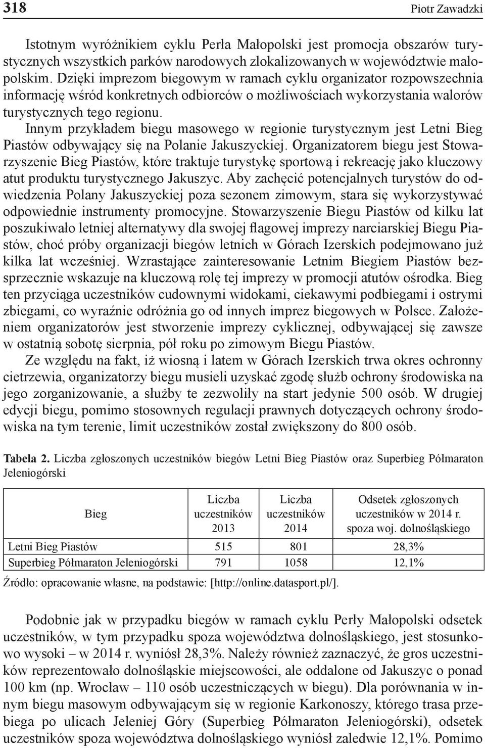 Innym przykładem biegu masowego w regionie turystycznym jest Letni Bieg Piastów odbywający się na Polanie Jakuszyckiej.