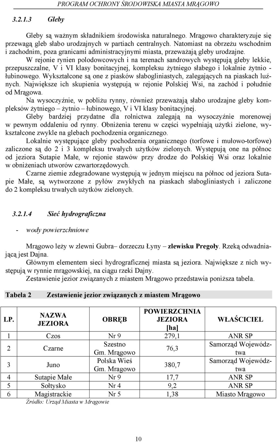 W rejonie rynien polodowcowych i na terenach sandrowych występują gleby lekkie, przepuszczalne, V i VI klasy bonitacyjnej, kompleksu żytniego słabego i lokalnie żytnio - łubinowego.