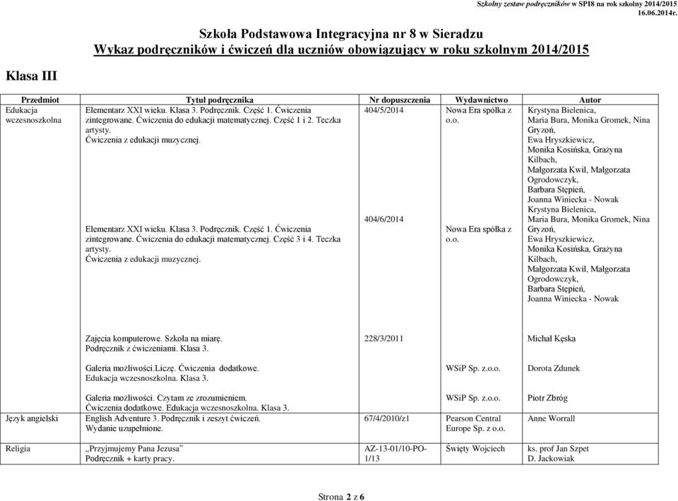 Ćwiczenia z edukacji muzycznej. 404/6/2014 Now