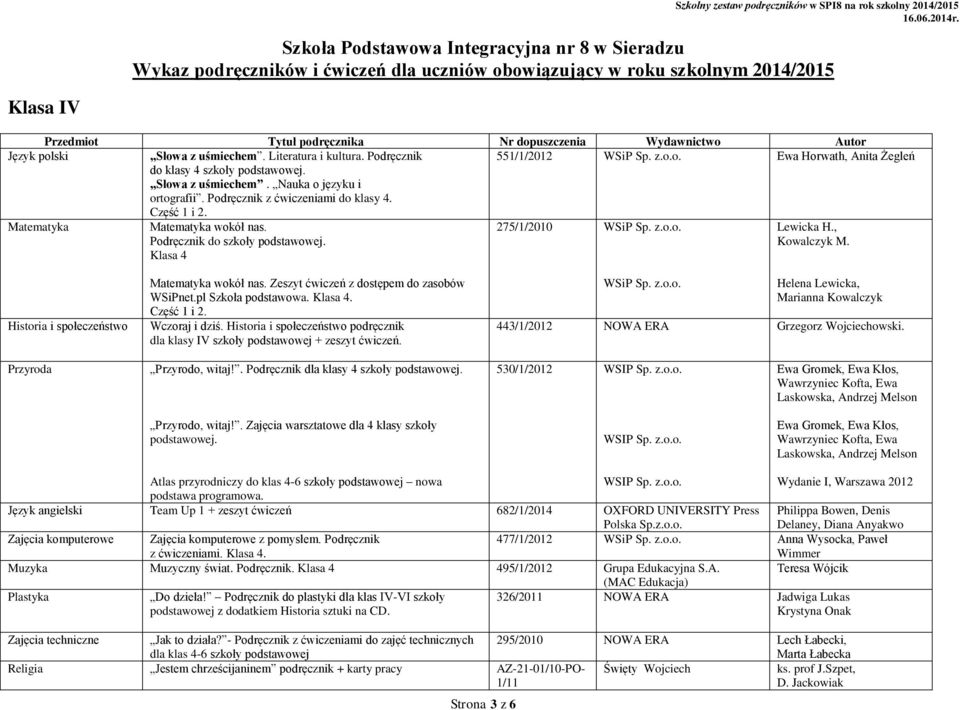 Historia i społeczeństwo Matematyka wokół nas. Zeszyt ćwiczeń z dostępem do zasobów WSiPnet.pl Szkoła podstawowa. Klasa 4. Część 1 i 2. Wczoraj i dziś.