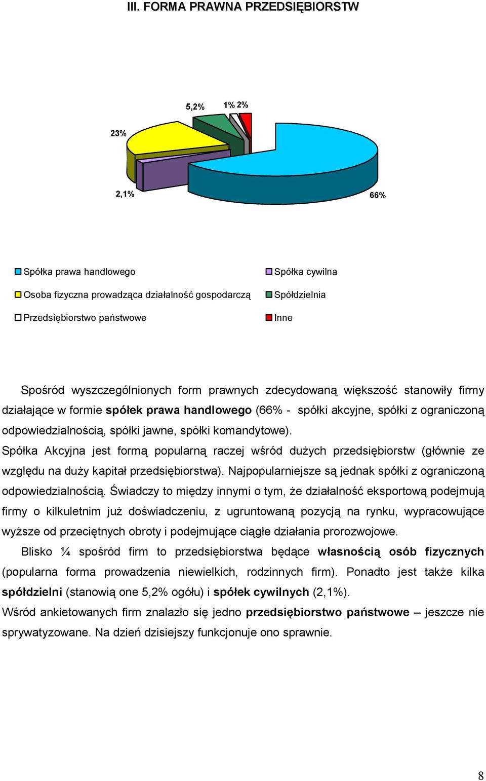 Spóka Akcyjna jest form popularn raczej wród duych przedsibiorstw (gównie ze wzgldu na duy kapita przedsibiorstwa). Najpopularniejsze s jednak spóki z ograniczon odpowiedzialnoci.