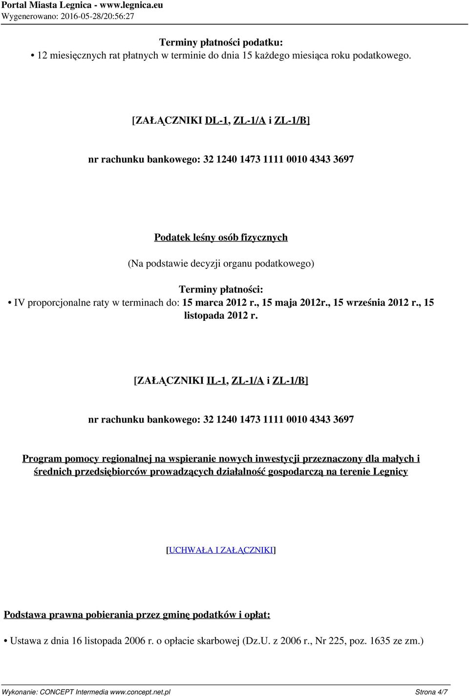 , 15 maja 2012r., 15 września 2012 r., 15 listopada 2012 r.