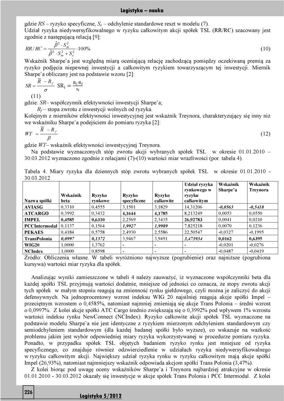 miarą oceniającą relację zachodzącą pomiędzy oczekiwaną premią za ryzyko podjęcia niepewnej inwesycji a całkowiym ryzykiem owarzyszącym ej inwesycji.