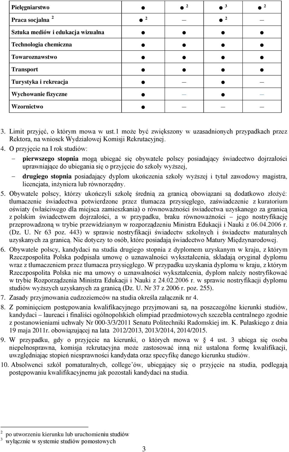 O przyjęcie na I rok studiów: pierwszego stopnia mogą ubiegać się obywatele polscy posiadający świadectwo dojrzałości uprawniające do ubiegania się o przyjęcie do szkoły wyższej, drugiego stopnia