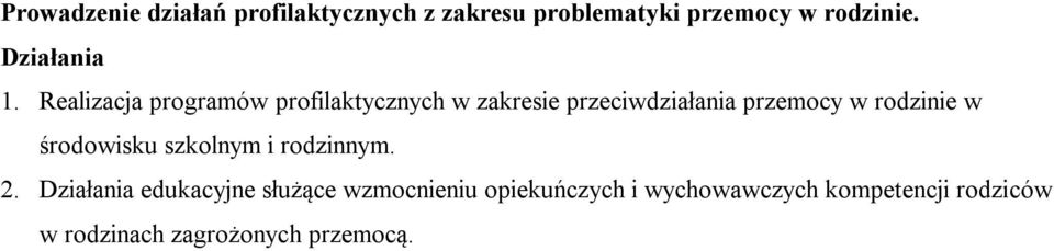 Realizacja programów profilaktycznych w zakresie przeciwdziałania przemocy w rodzinie