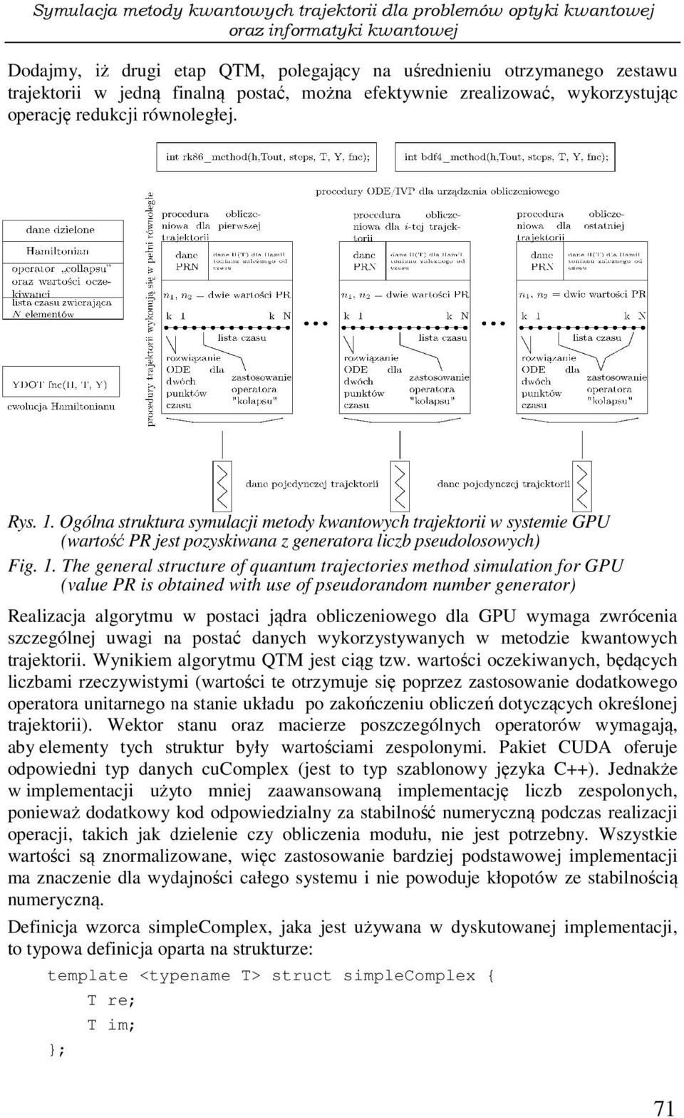 Ogóla struktura symulacji metody kwatowych trajektorii w systemie GPU (wartość PR jest pozyskiwaa z geeratora liczb pseudolosowych) Fig. 1.
