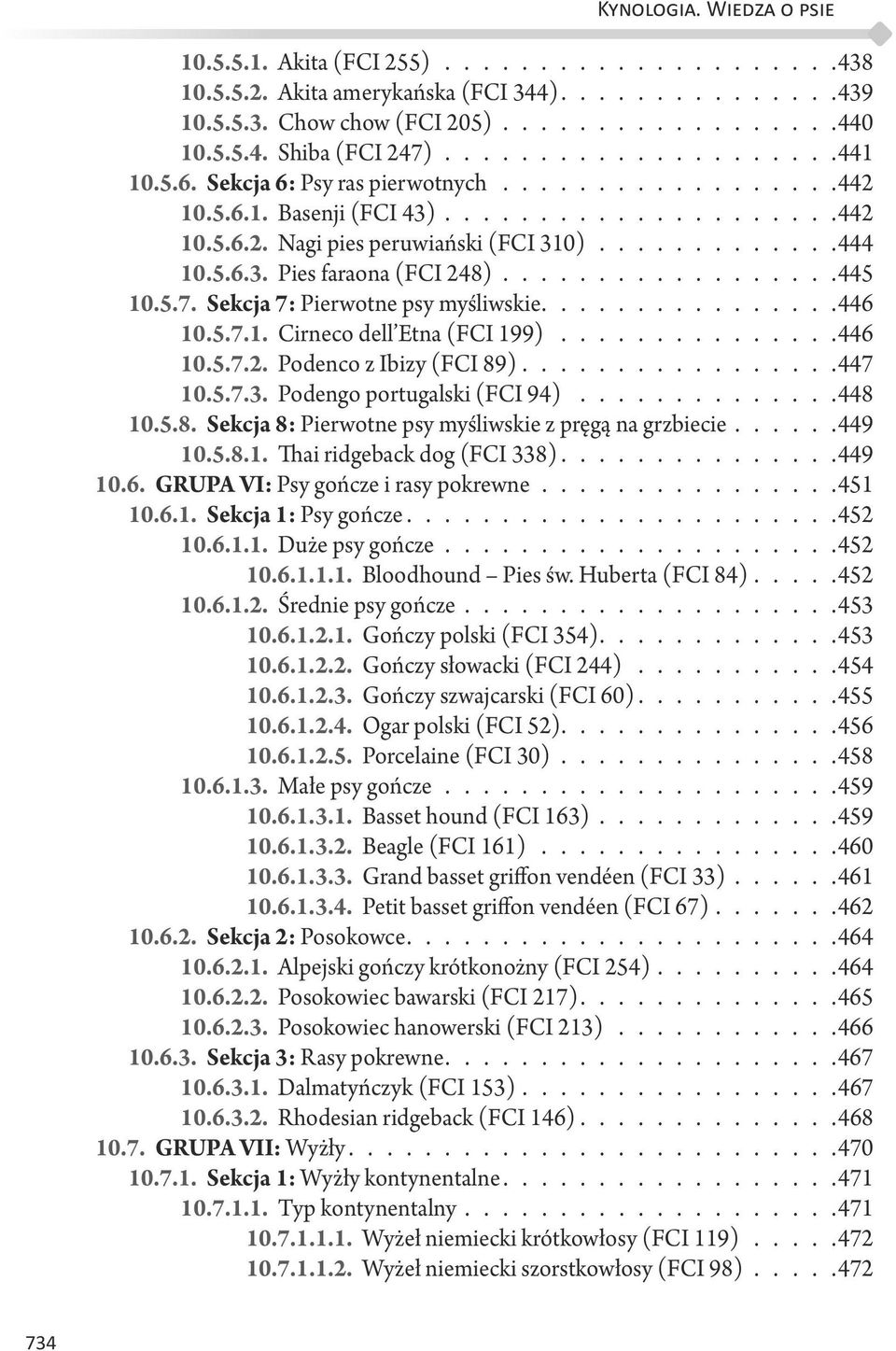 ................ 445 10.5.7. Sekcja 7: Pierwotne psy myśliwskie...............446 10.5.7.1. Cirneco dell Etna (FCI 199)...............446 10.5.7.2. Podenco z Ibizy (FCI 89)................ 447 10.5.7.3.