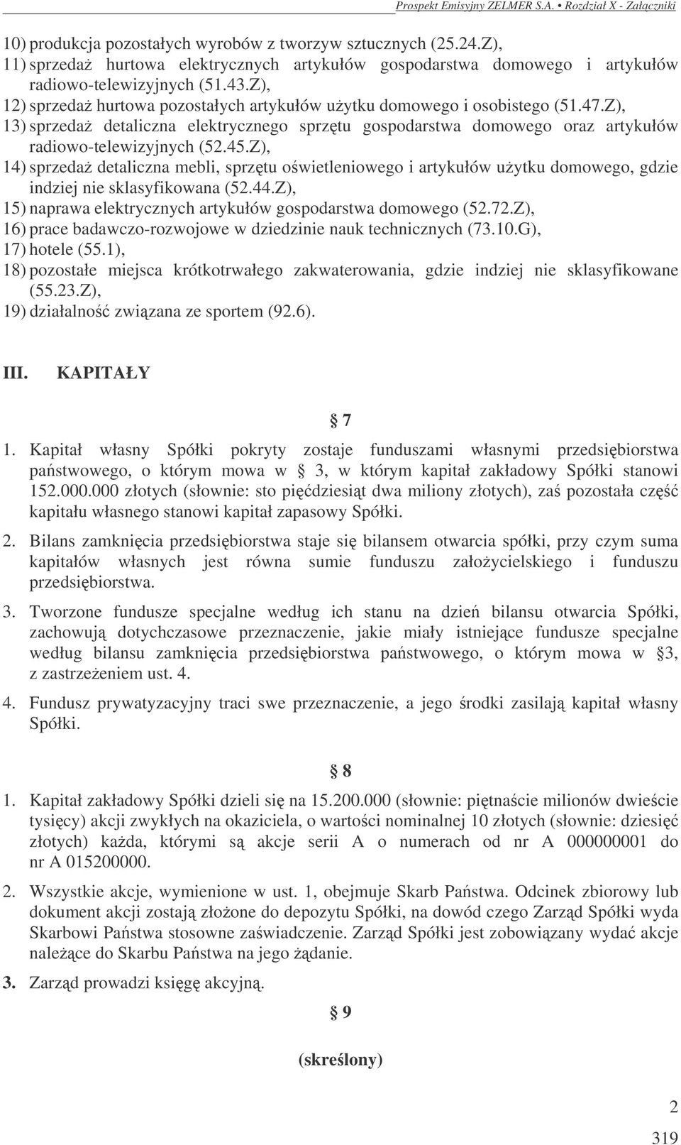 Z), 14) sprzedaż detaliczna mebli, sprzętu oświetleniowego i artykułów użytku domowego, gdzie indziej nie sklasyfikowana (52.44.Z), 15) naprawa elektrycznych artykułów gospodarstwa domowego (52.72.