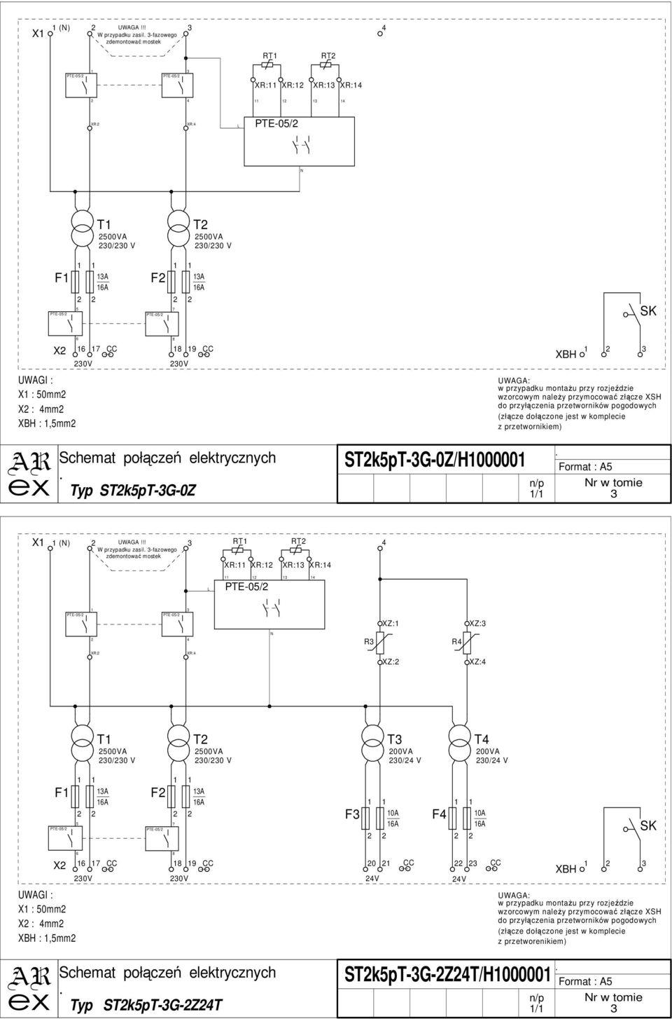 X : mm :,mm X 9 0V 0V Typ STkpT-G-0Z STkpT-G-0Z/H00000 z przetwornikiem) Format : A n/p r w tomie / !