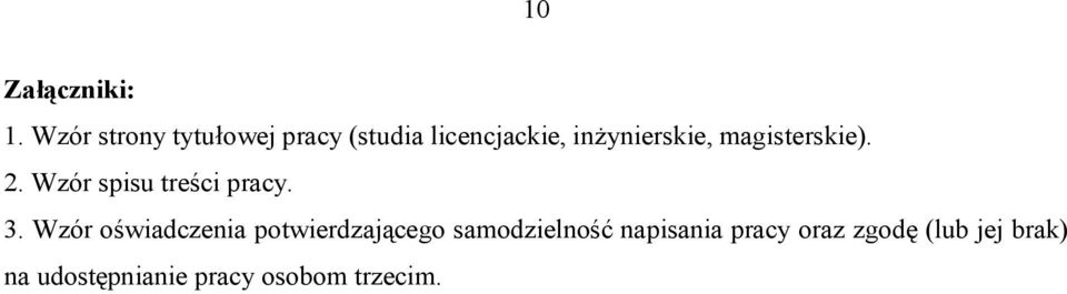 magisterskie). 2. Wzór spisu treści pracy. 3.