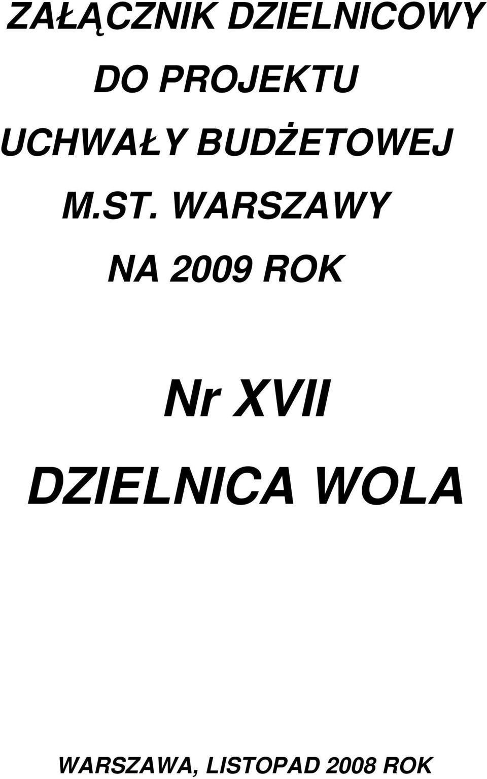 WARSZAWY NA 2009 ROK Nr XVII