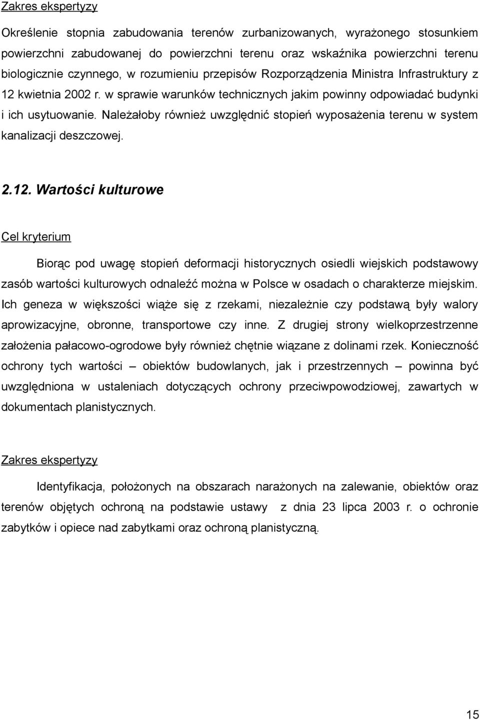 Należałoby również uwzględnić stopień wyposażenia terenu w system kanalizacji deszczowej. 2.12.