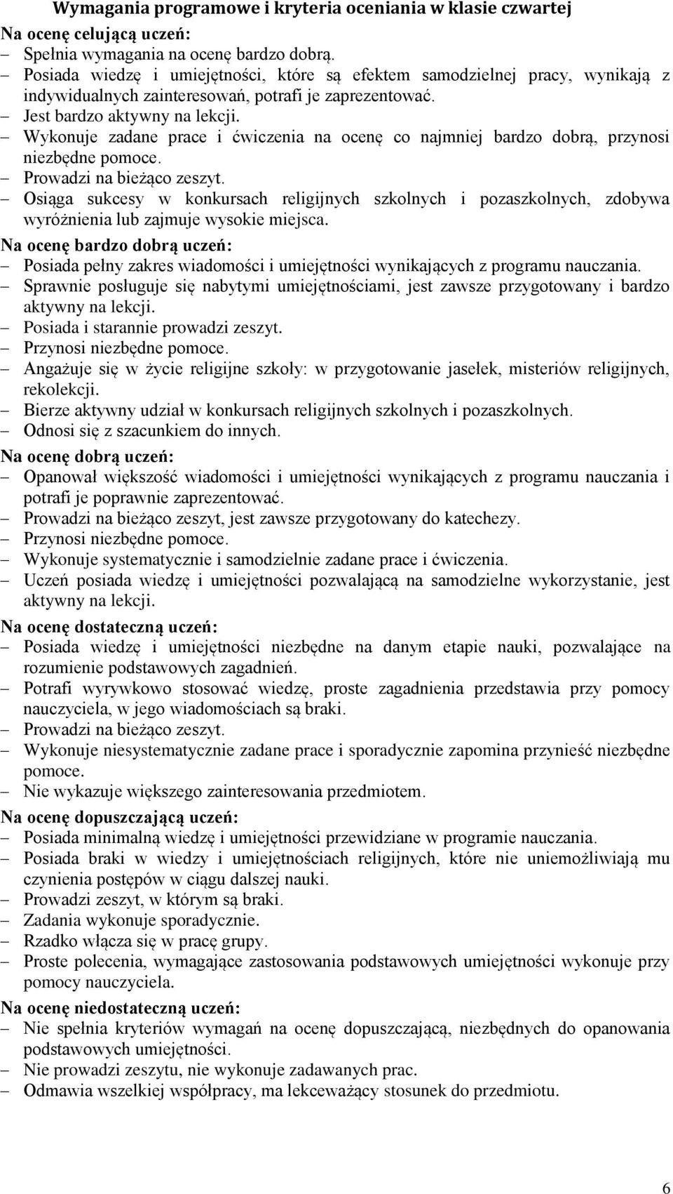 Jest bardzo Wykonuje zadane prace i ćwiczenia na ocenę co najmniej bardzo dobrą, przynosi niezbędne pomoce.