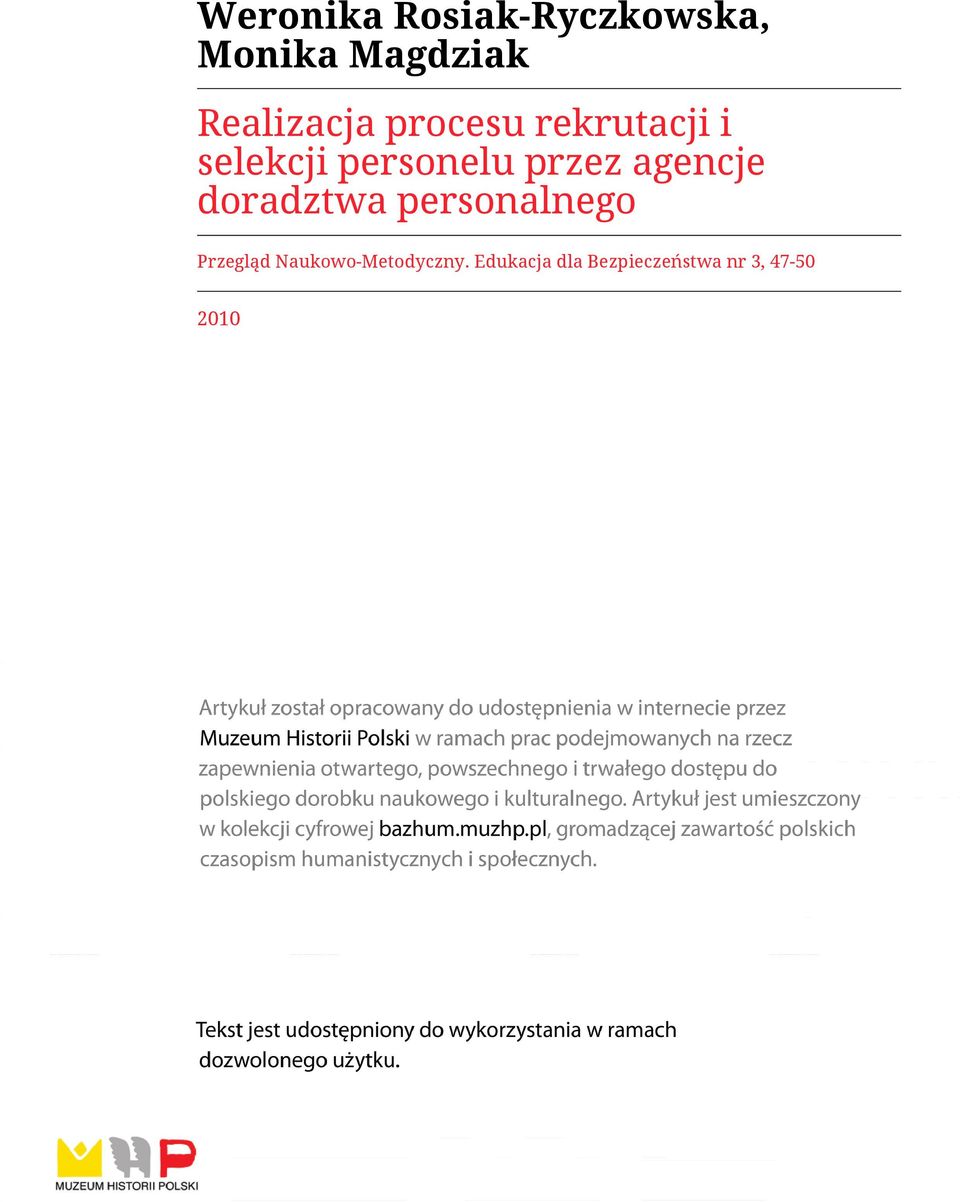 przez agencje doradztwa personalnego Przegląd