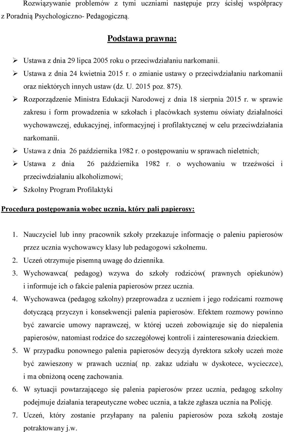 Rozporządzenie Ministra Edukacji Narodowej z dnia 18 sierpnia 2015 r.