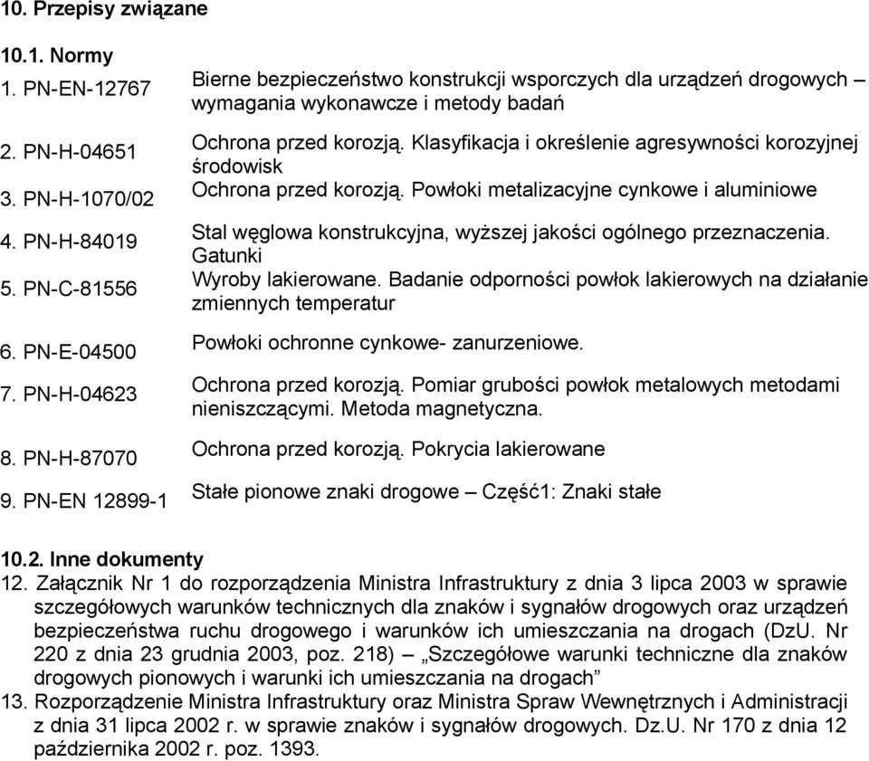 Klasyfikacja i określenie agresywności korozyjnej środowisk Ochrona przed korozją. Powłoki metalizacyjne cynkowe i aluminiowe Stal węglowa konstrukcyjna, wyższej jakości ogólnego przeznaczenia.