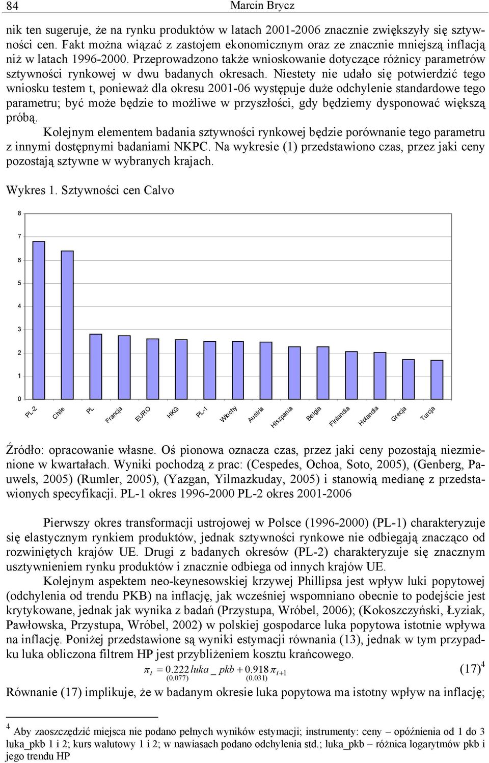 Niesey nie udało się powierdzić ego wniosku esem, ponieważ dla okresu 200-06 wysępuje duże odchylenie sandardowe ego parameru; być może będzie o możliwe w przyszłości, gdy będziemy dysponować większą