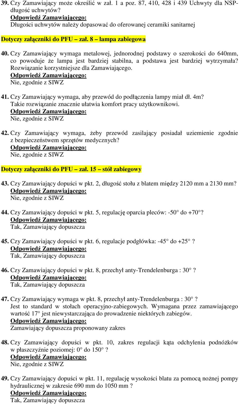 Czy Zamawiający wymaga metalowej, jednorodnej podstawy o szerokości do 640mm, co powoduje że lampa jest bardziej stabilna, a podstawa jest bardziej wytrzymała?