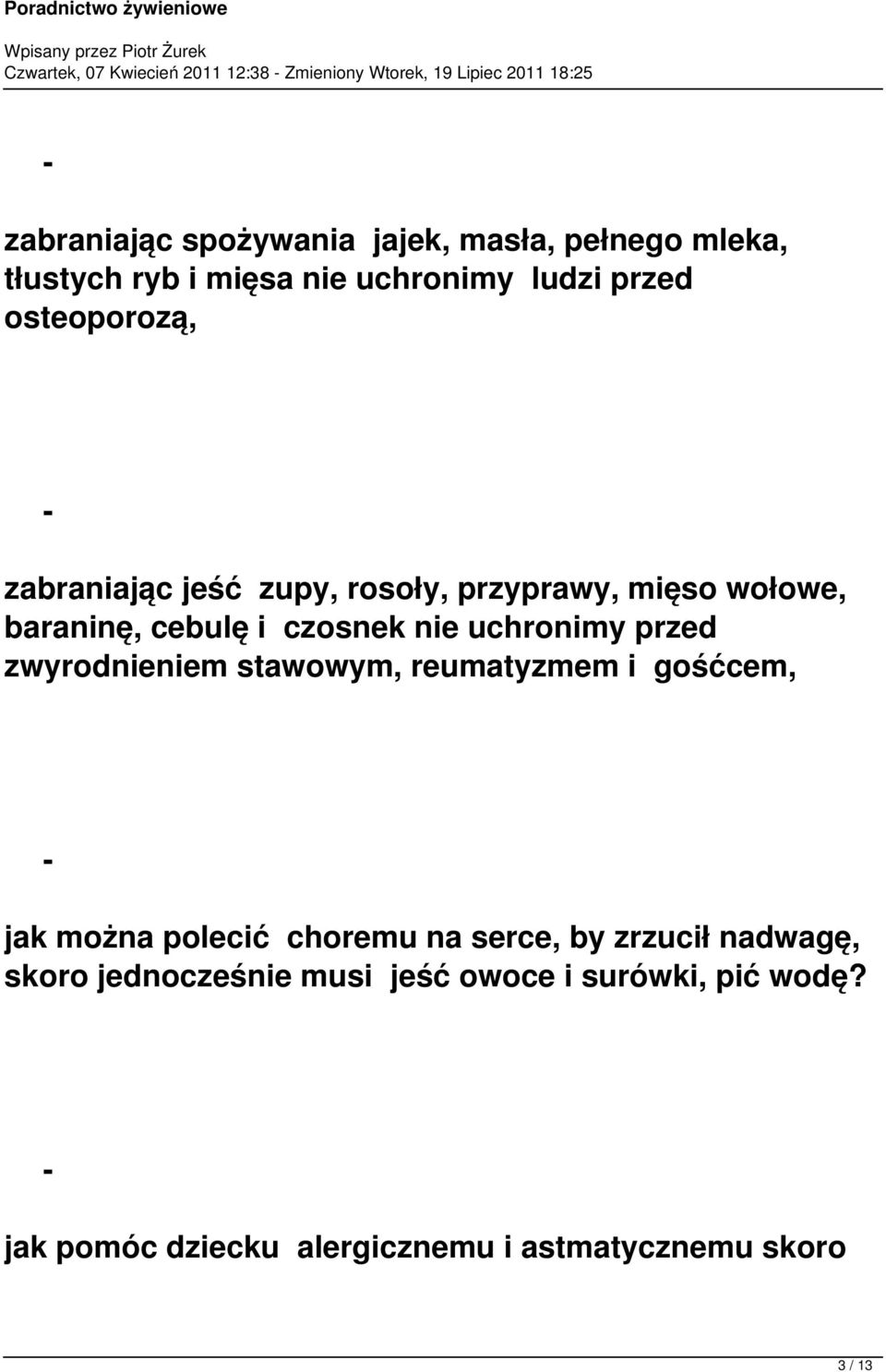 uchronimy przed zwyrodnieniem stawowym, reumatyzmem i gośćcem, jak można polecić choremu na serce, by