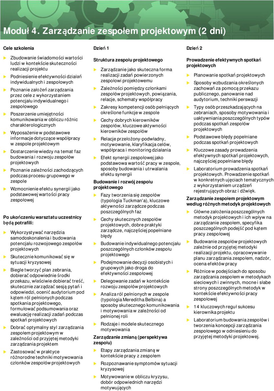 Poznanie założeń zarządzania przez cele z wykorzystaniem potencjał indywidalnego i zespołowego Poszerzenie miejętności komnikowania w oblicz różnic charakterologicznych Wyposażenie w podstawowe