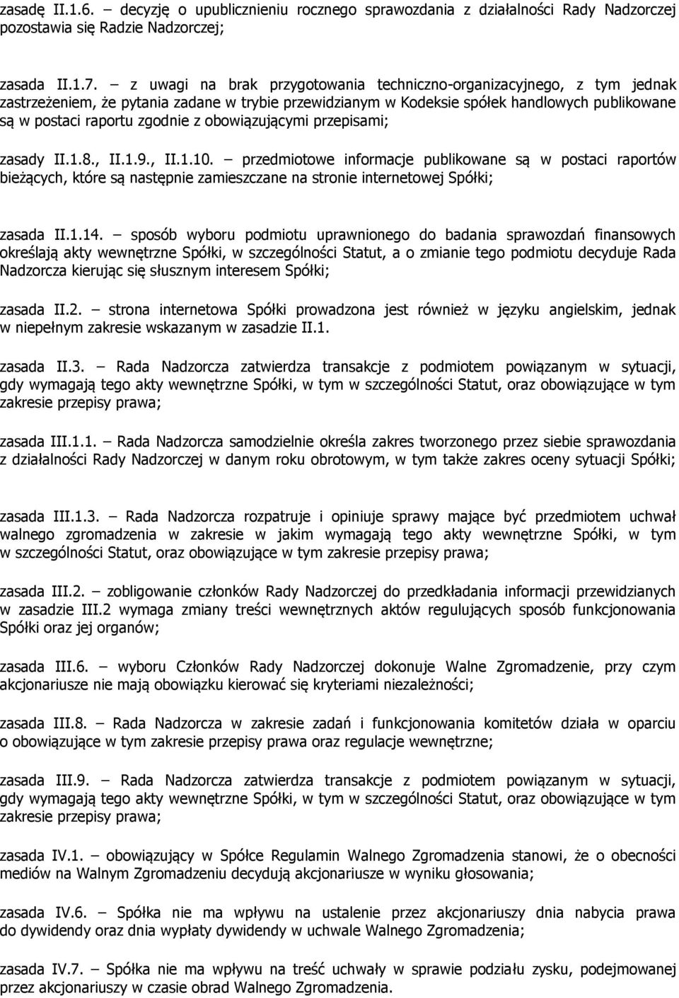 obowiązującymi przepisami; zasady II.1.8., II.1.9., II.1.10.