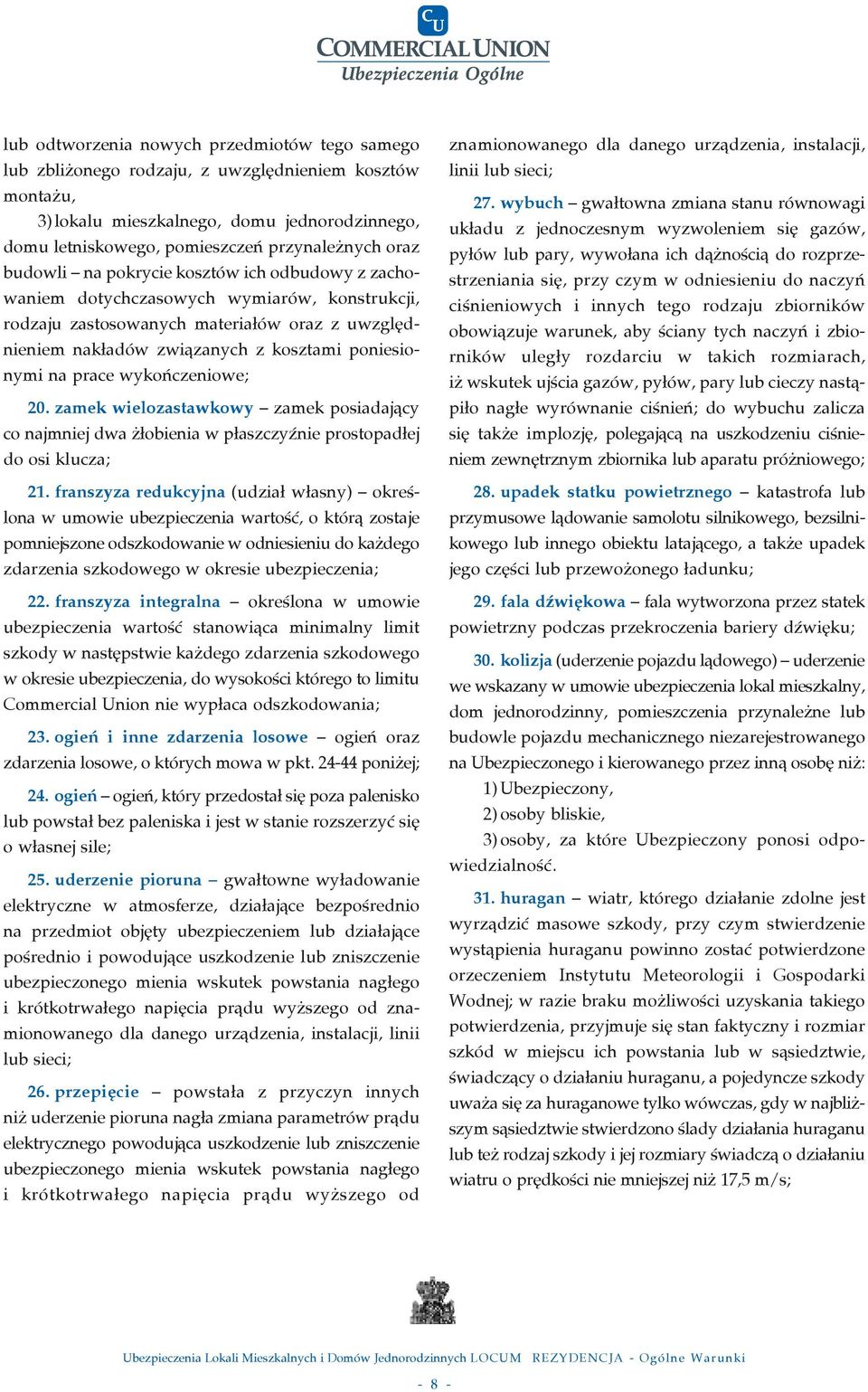 na prace wykoƒczeniowe; 20. zamek wielozastawkowy zamek posiadajàcy co najmniej dwa obienia w p aszczyênie prostopad ej do osi klucza; 21.