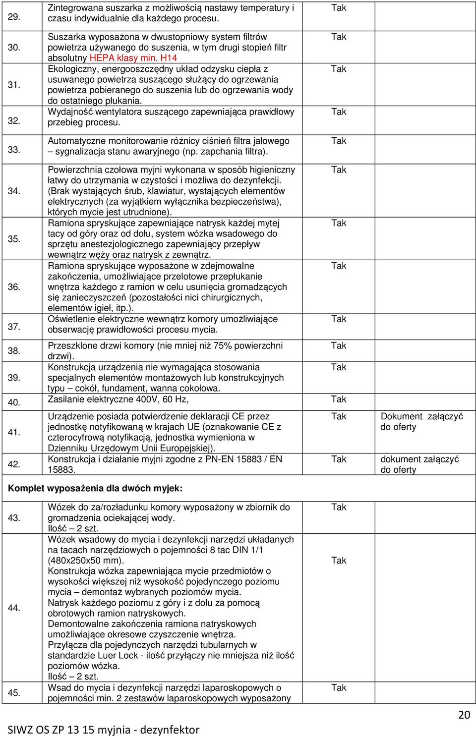 H14 Ekologiczny, energooszczędny układ odzysku ciepła z usuwanego powietrza suszącego służący do ogrzewania powietrza pobieranego do suszenia lub do ogrzewania wody do ostatniego płukania.