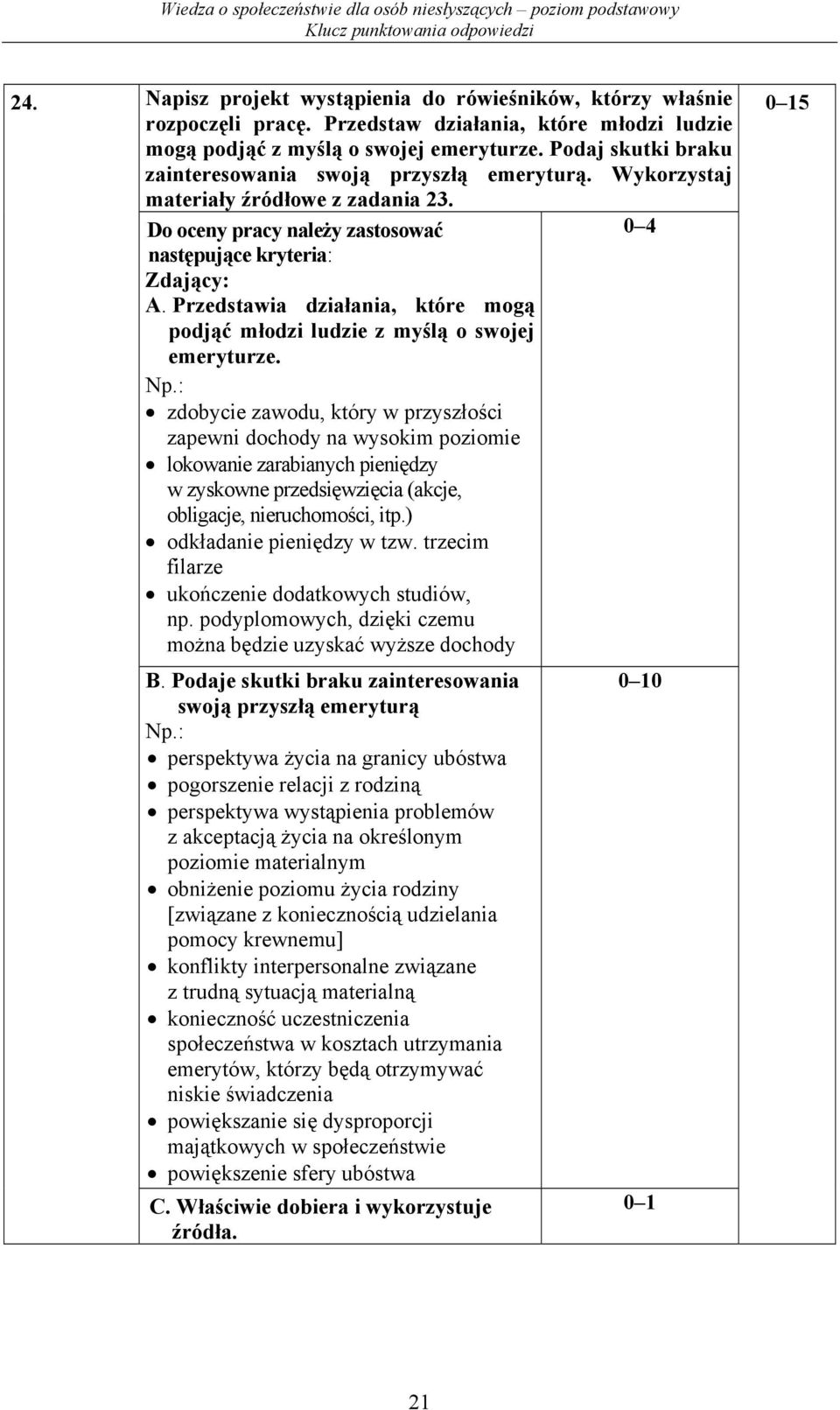 Przedstawia działania, które mogą podjąć młodzi ludzie z myślą o swojej emeryturze. Np.