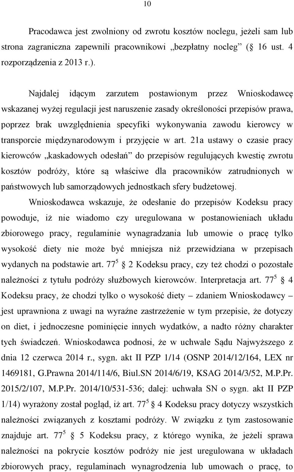 w transporcie międzynarodowym i przyjęcie w art.