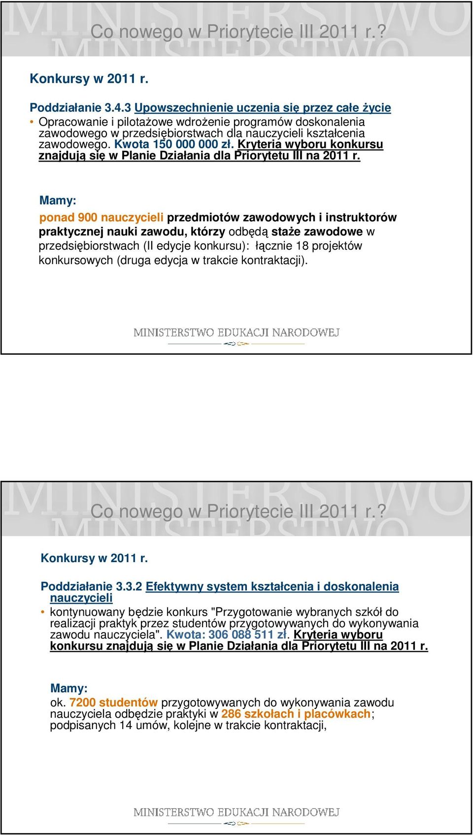 Kryteria wyboru konkursu znajdują się w Planie Działania dla Priorytetu III na 2011 r.