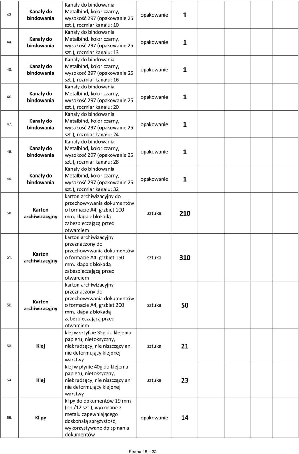 ), rozmiar kanału: 16 Metalbind, kolor czarny, wysokość 297 (opakowanie 25 szt.), rozmiar kanału: 20 Metalbind, kolor czarny, wysokość 297 (opakowanie 25 szt.