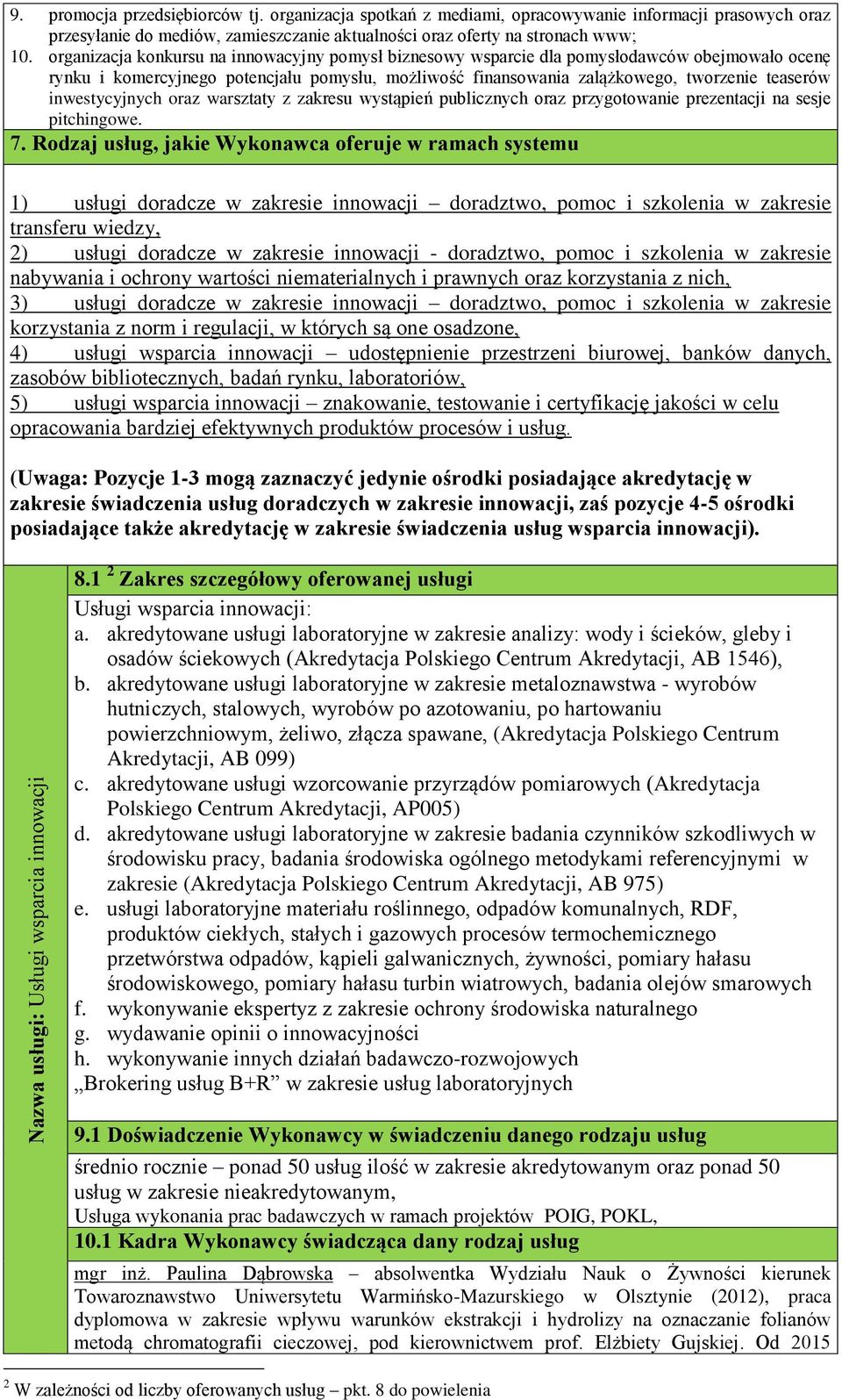 organizacja konkursu na innowacyjny pomysł biznesowy wsparcie dla pomysłodawców obejmowało ocenę rynku i komercyjnego potencjału pomysłu, możliwość finansowania zalążkowego, tworzenie teaserów