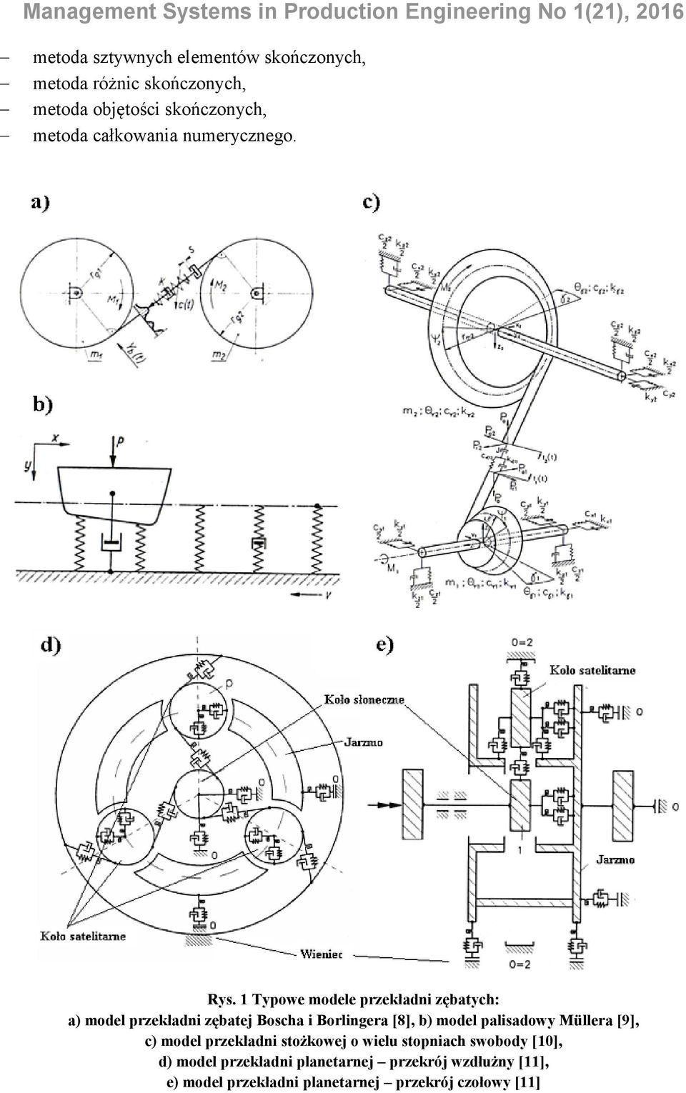 1 Typowe modele przekładni zębatych: a) model przekładni zębatej Boscha i Borlingera [8], b) model