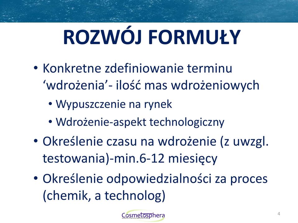 technologiczny Określenie czasu na wdrożenie (z uwzgl.