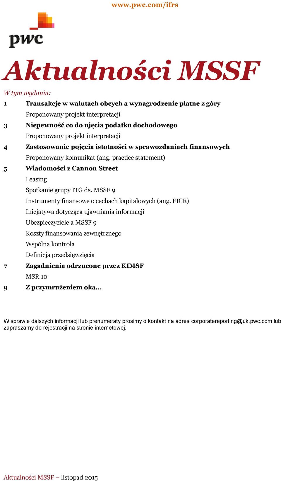 MSSF 9 Instrumenty finansowe o cechach kapitałowych (ang.