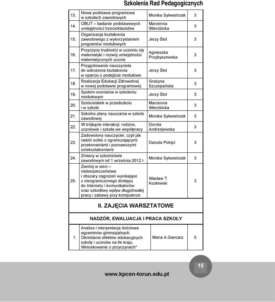 Przyczyny trudności w uczeniu się matematyki i rozwój umiejętności matematycznych ucznia Przygotowanie nauczyciela do wdrożenia kształcenia w oparciu o podejście modułowe Realizacja Edukacji