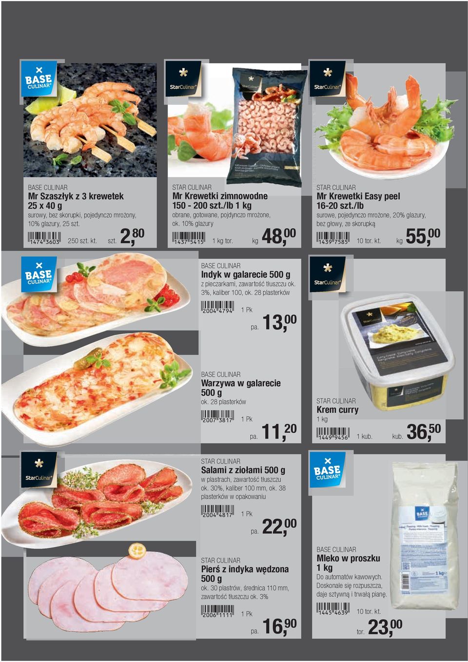 kt. kg 55,00 kub. 36,50 BASE CULINAR Indyk w galarecie 500 g z pieczarkami, zawartość tłuszczu ok. 3%, kaliber 100, ok. 28 plasterków!2004-ehje! 1 Pk pa.