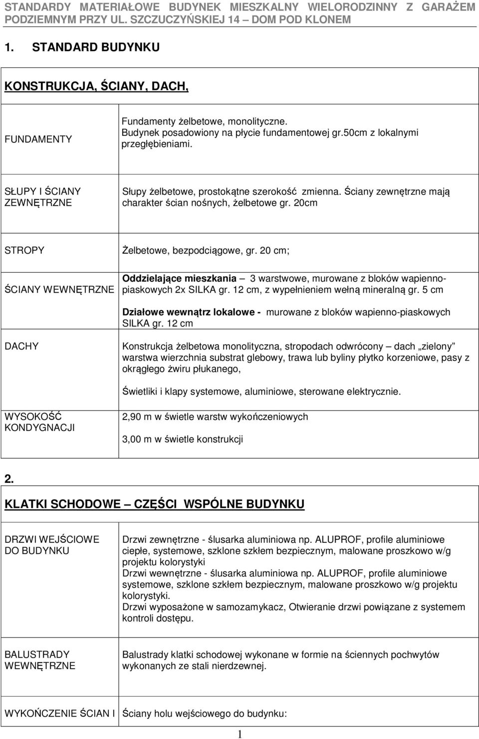 20 cm; ŚCIANY WEWNĘTRZNE Oddzielające mieszkania 3 warstwowe, murowane z bloków wapiennopiaskowych 2x SILKA gr. 12 cm, z wypełnieniem wełną mineralną gr.