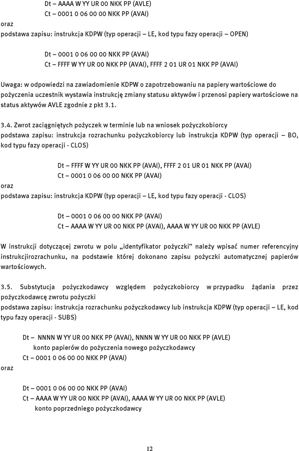 na status aktywów AVLE zgodnie z pkt 3.1. 3.4.