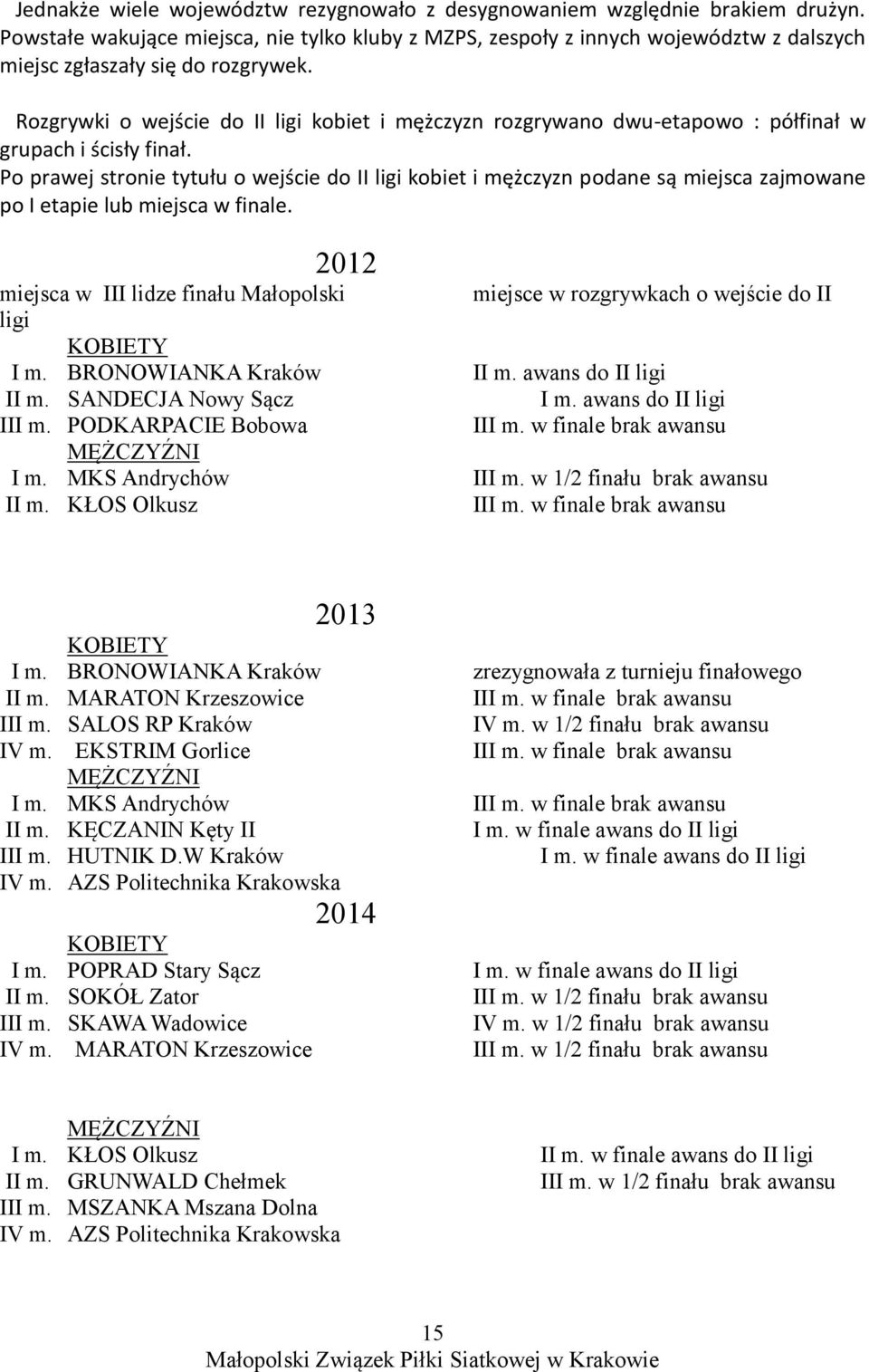 Rozgrywki o wejście do II ligi kobiet i mężczyzn rozgrywano dwu-etapowo : półfinał w grupach i ścisły finał.