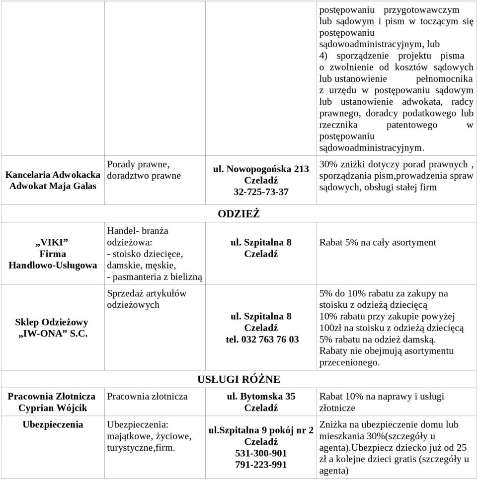 Kancelaria Adwokacka Adwokat Maja Galas Porady prawne, doradztwo prawne ul.