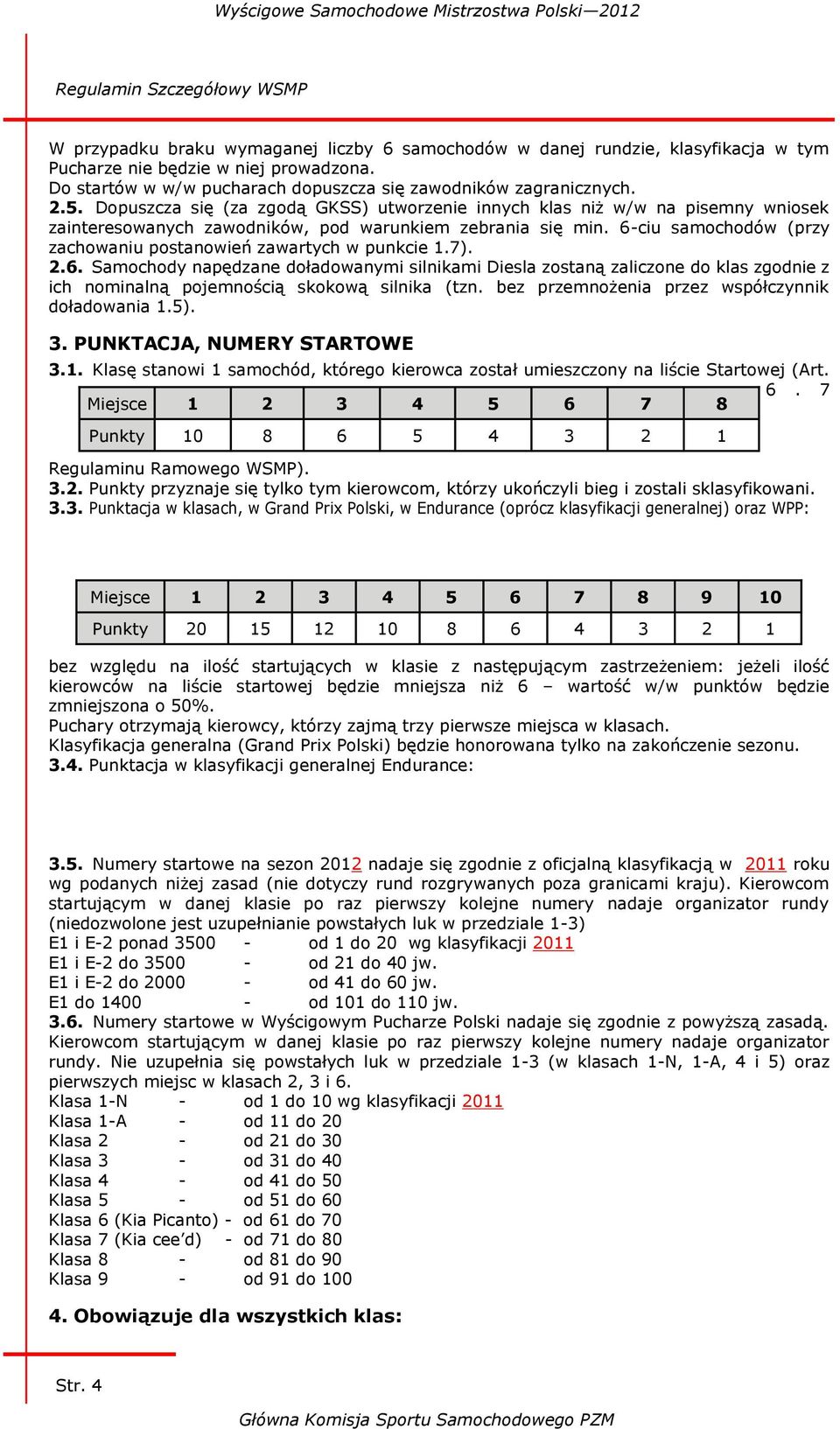 Dopuszcza się (za zgodą GKSS) utworzenie innych klas niż w/w na pisemny wniosek zainteresowanych zawodników, pod warunkiem zebrania się min.