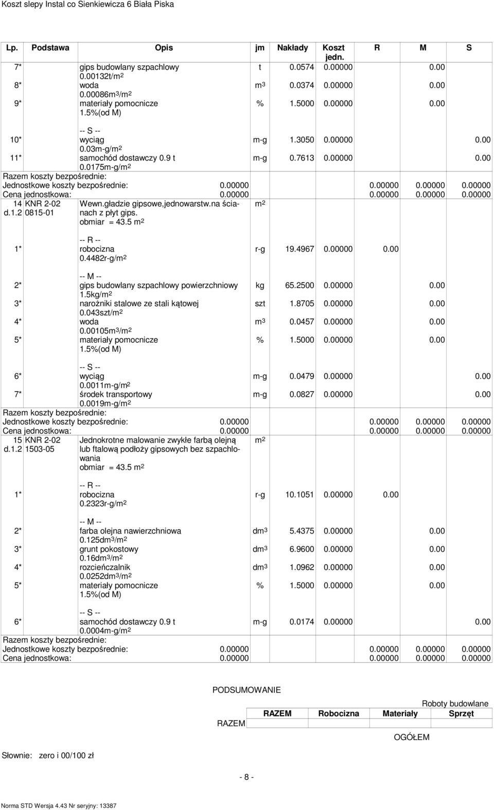 5 2 0.4482r-g/ 2 r-g 19.4967 0.00000 0.00 kg 65.2500 0.00000 0.00 szt 1.8705 0.00000 0.00 3 0.0457 0.00000 0.00 2* gips budowlany szpachlowy powierzchniowy 1.