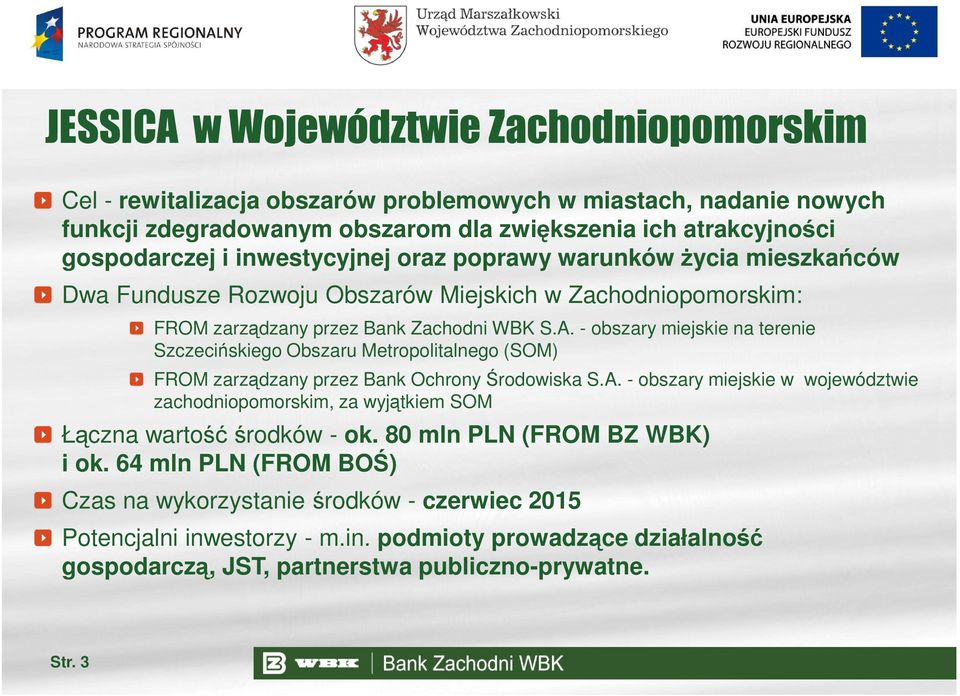 - obszary miejskie na terenie Szczecińskiego Obszaru Metropolitalnego (SOM) FROM zarządzany przez Bank Ochrony Środowiska S.A.