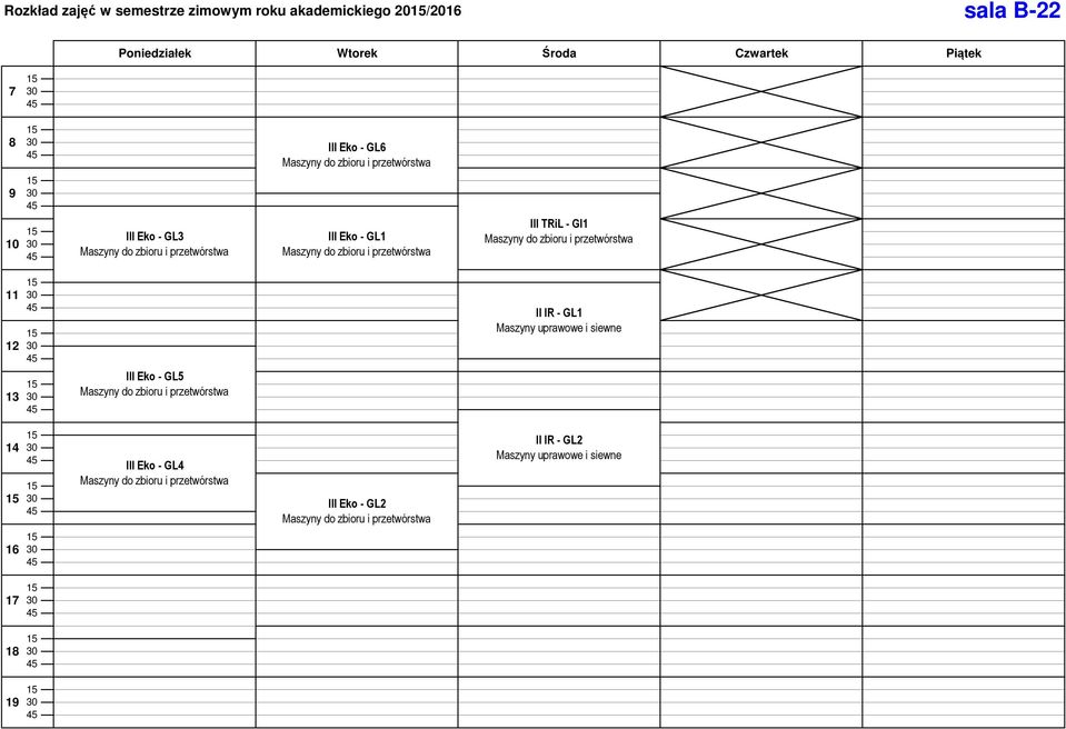 zbioru i przetwórstwa III Eko - GL5 Maszyny do zbioru i przetwórstwa II IR - GL1 Maszyny uprawowe i siewne III Eko -