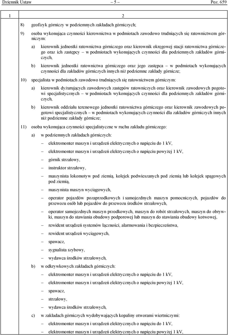 ratownictwa górniczego oraz kierownik okręgowej stacji ratownictwa górniczego oraz ich zastępcy w podmiotach wykonujących czynności dla podziemnych zakładów górniczych, b) kierownik jednostki