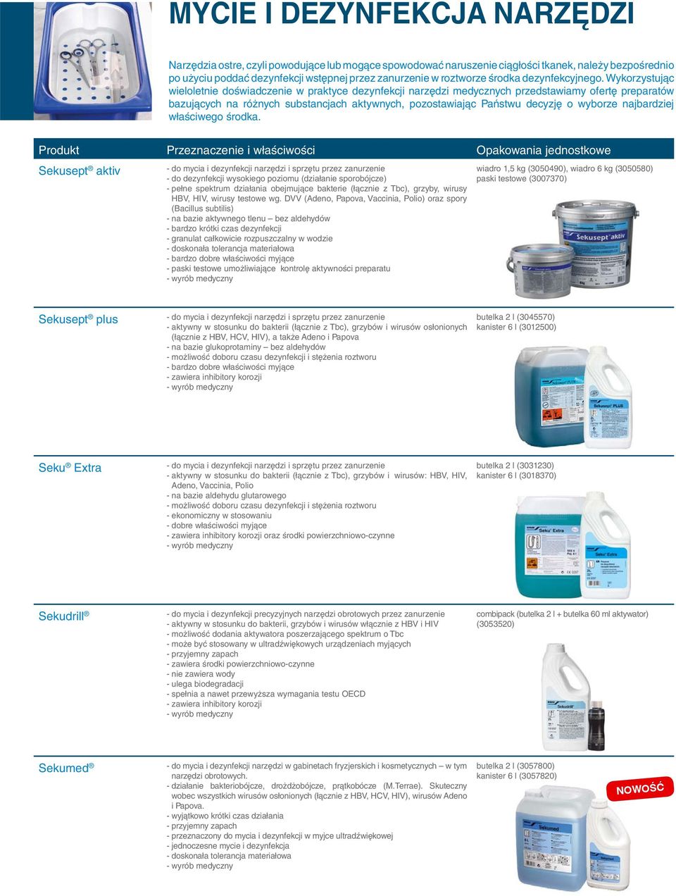 Wykorzystując wieloletnie doświadczenie w praktyce dezynfekcji narzędzi medycznych przedstawiamy ofertę preparatów bazujących na różnych substancjach aktywnych, pozostawiając Państwu decyzję o