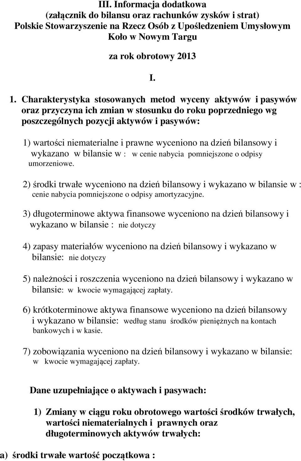 wyceniono na dzień bilansowy i wykazano w bilansie w : w cenie nabycia pomniejszone o odpisy umorzeniowe.