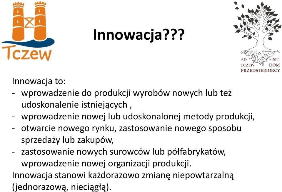 wprowadzenie nowej lub udoskonalonej metody produkcji, - otwarcie nowego rynku, zastosowanie nowego