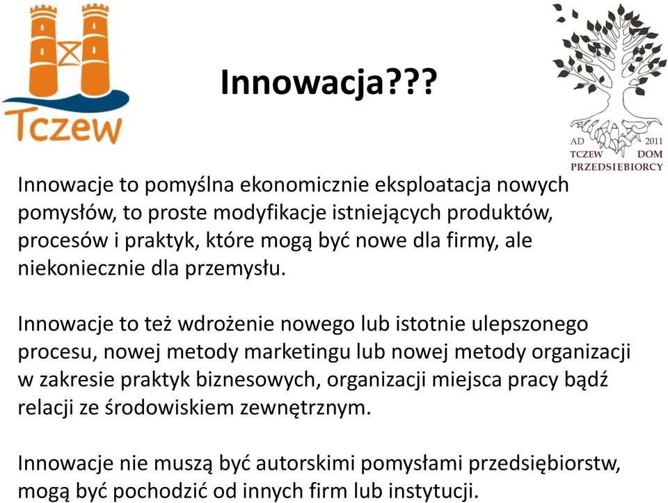 które mogą być nowe dla firmy, ale niekoniecznie dla przemysłu.